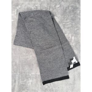 Gap Merino Wool Knit Scarf Gray Black Ribbed Ends Unisex NWT